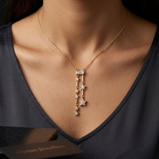 Collar de estrellas pequeñas bañada en oro de 14 Kilates