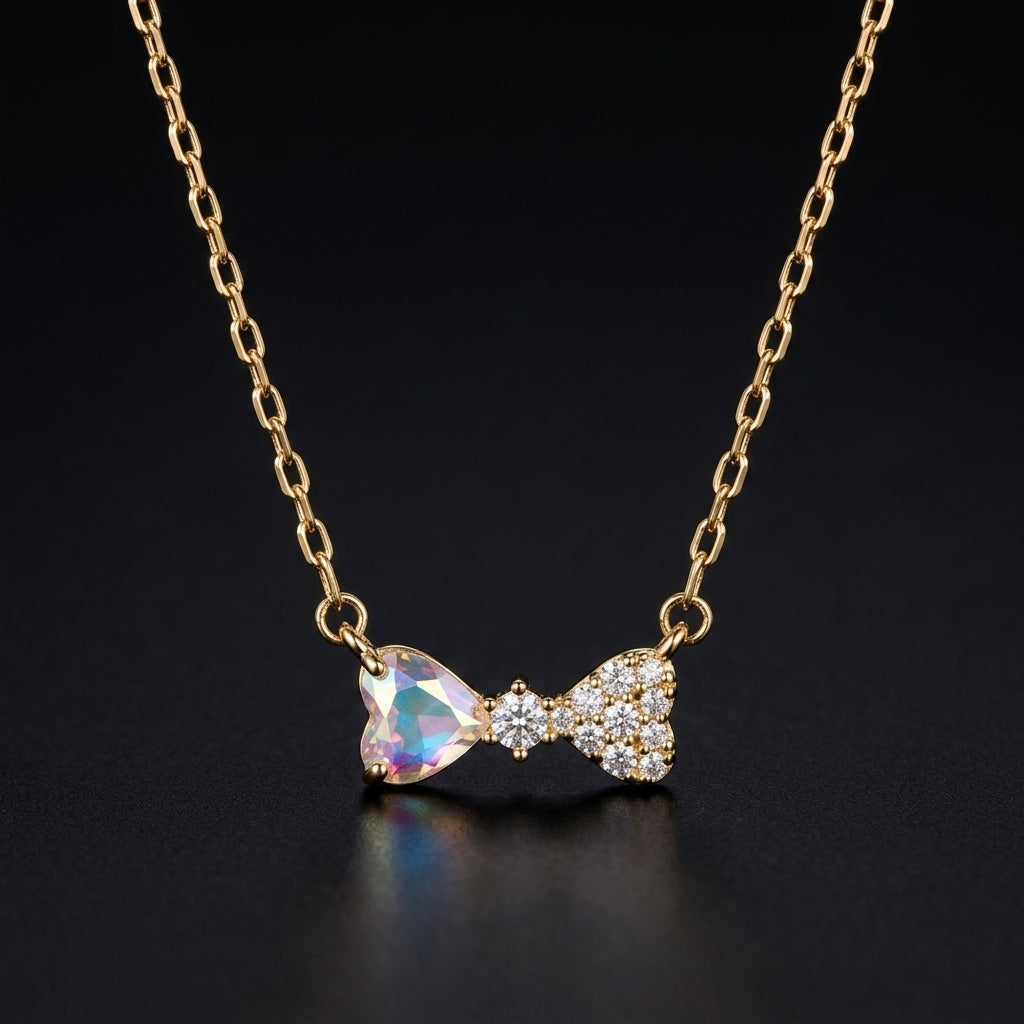 Collar Moño pequeño bañado en oro de 14 Kilates