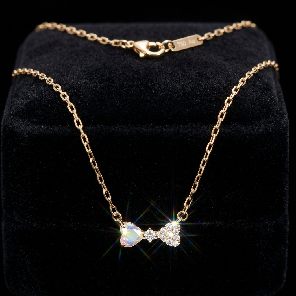 Collar Moño pequeño bañado en oro de 14 Kilates