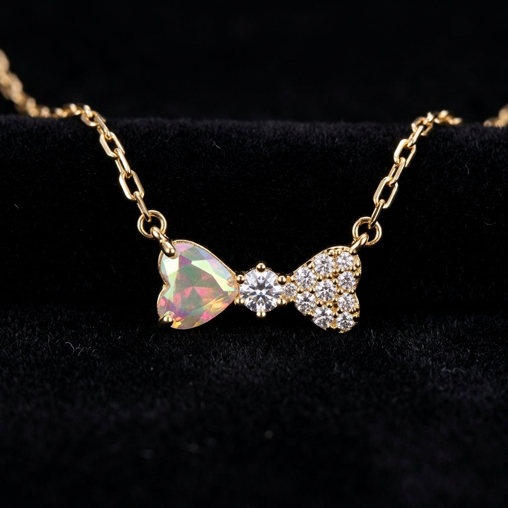 Collar Moño pequeño bañado en oro de 14 Kilates