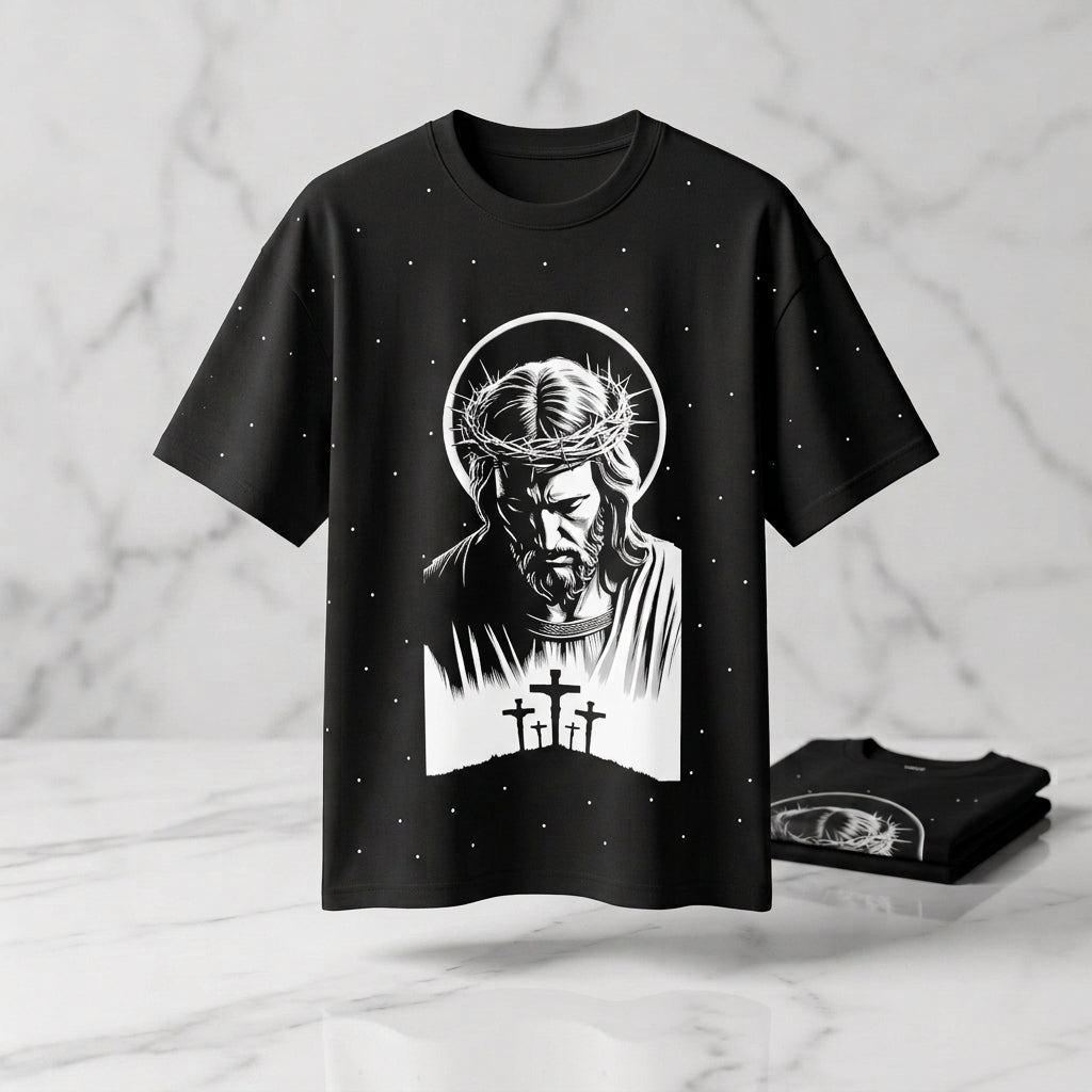 Playera Oversize Perlada "Jesús" Unitalla