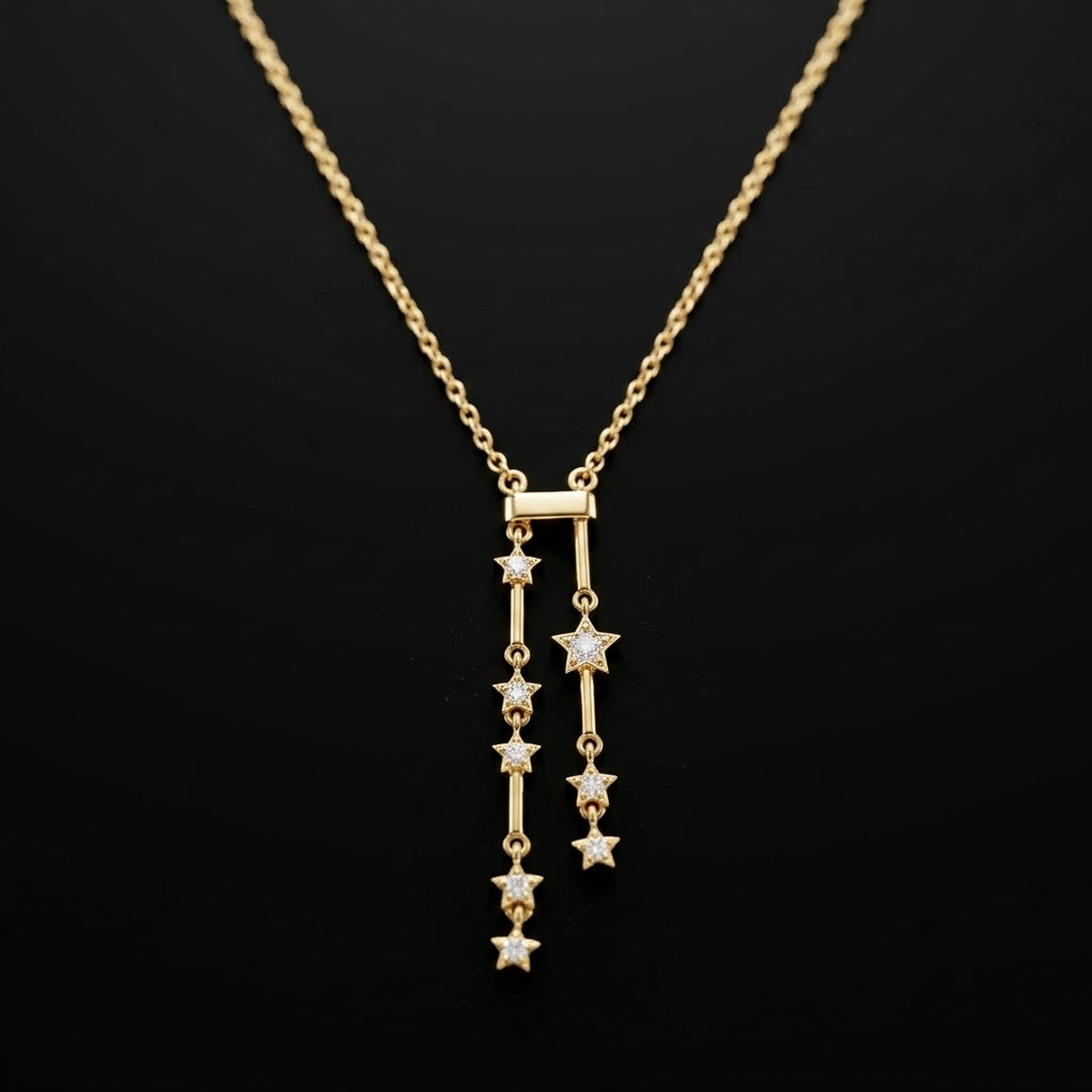 Collar de estrellas pequeñas bañada en oro de 14 Kilates