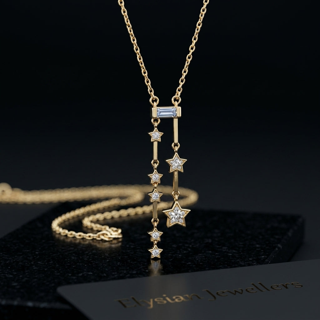 Collar de estrellas pequeñas bañada en oro de 14 Kilates