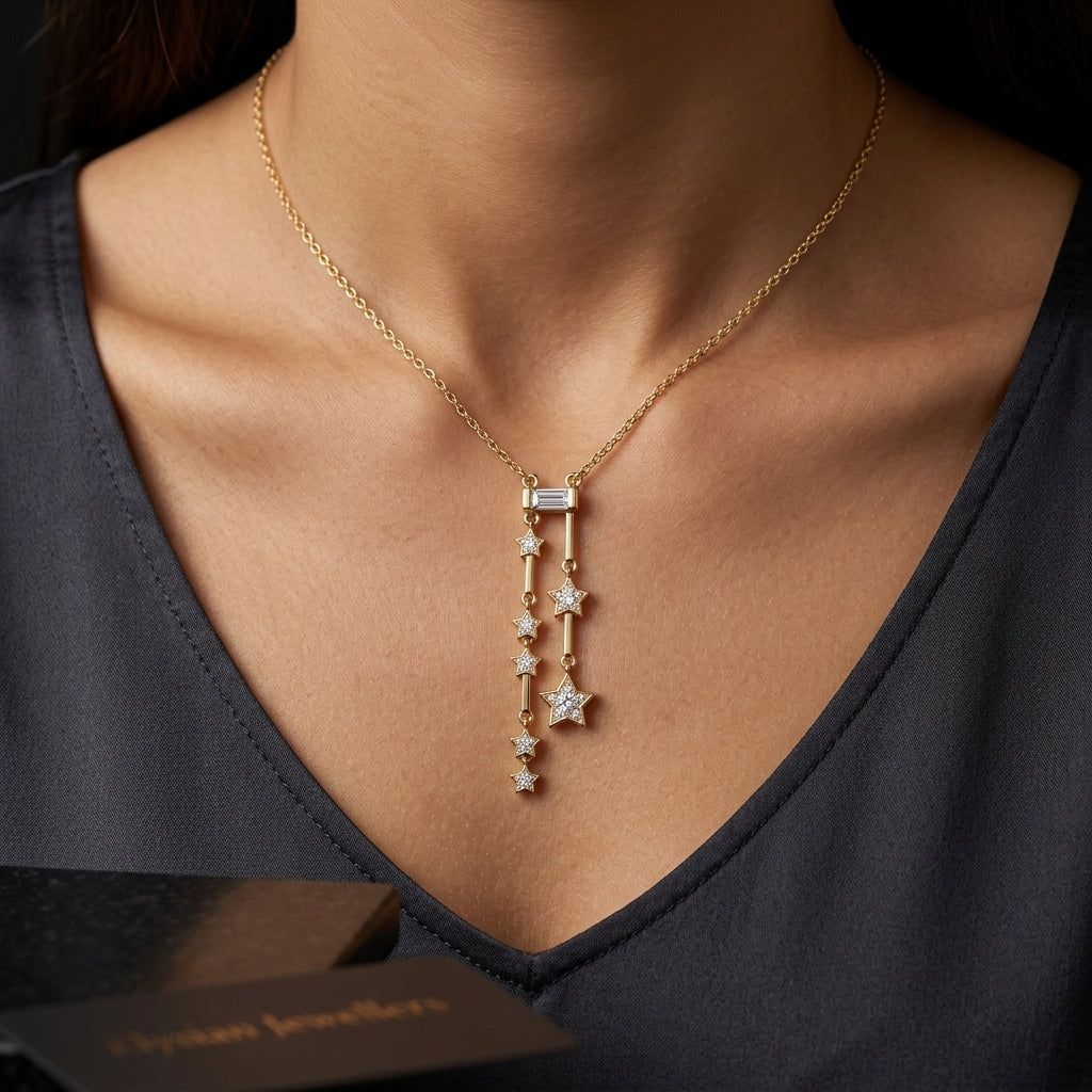 Collar de estrellas pequeñas bañada en oro de 14 Kilates