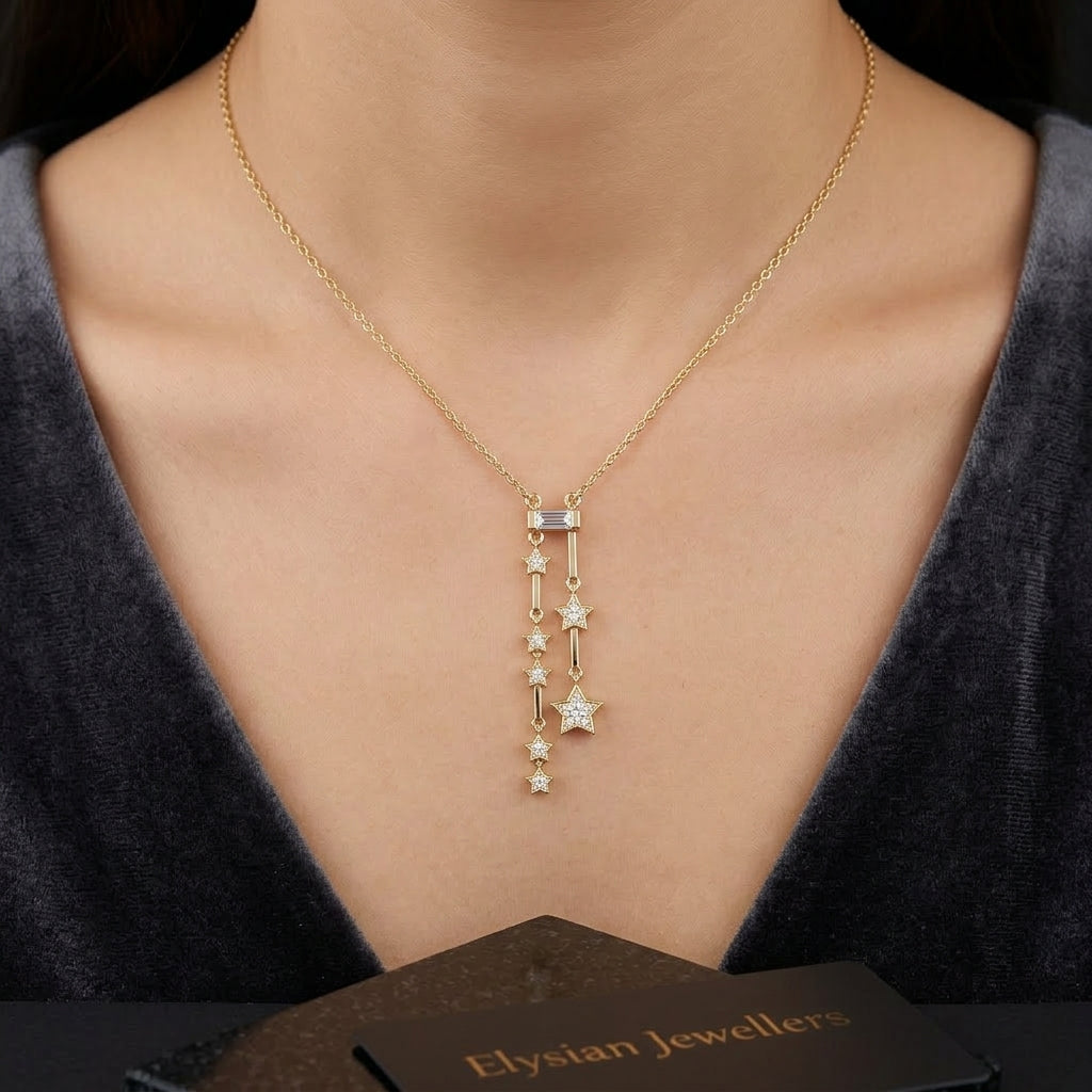 Collar de estrellas pequeñas bañada en oro de 14 Kilates