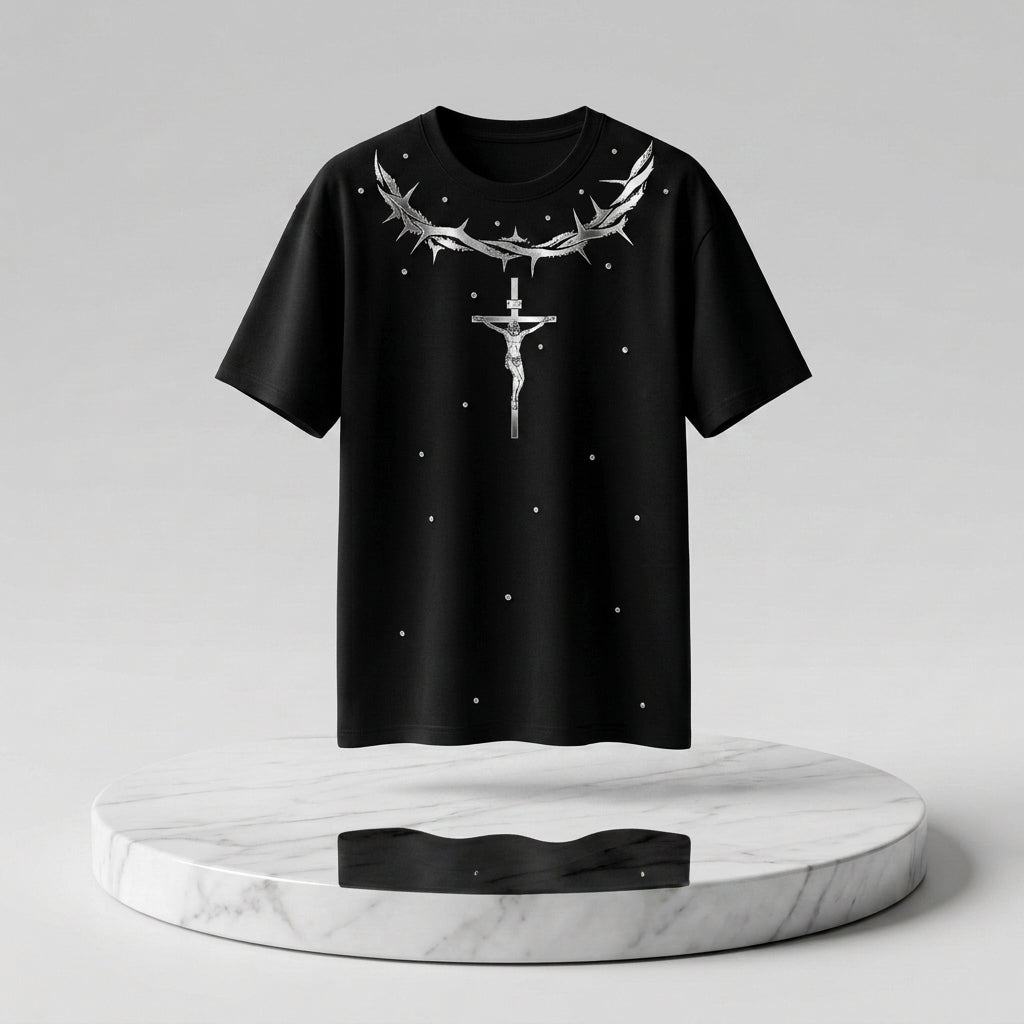 Playera Oversized Premium "Corona y Cruz" Unitalla