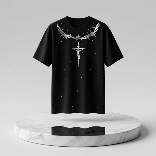 Playera Oversized Premium "Corona y Cruz" Unitalla