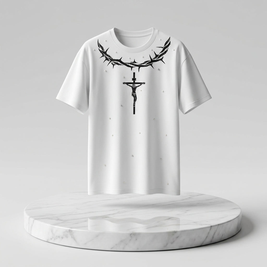 Playera Oversized Premium "Corona y Cruz" Unitalla