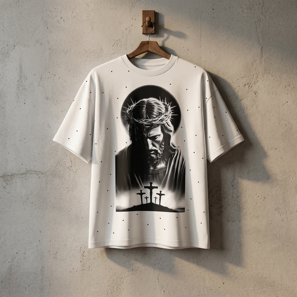 Playera Oversize Perlada "Jesús" Unitalla