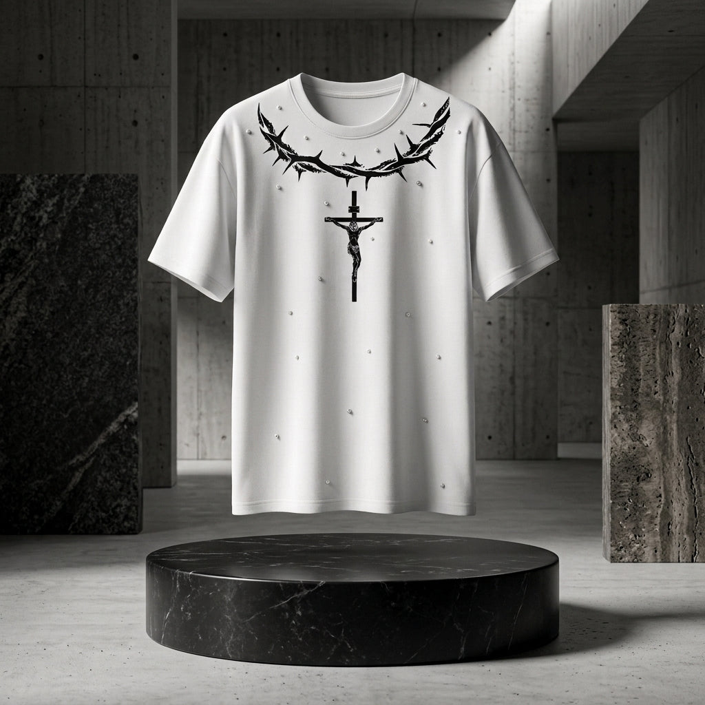 Playera Oversized Premium "Corona y Cruz" Unitalla