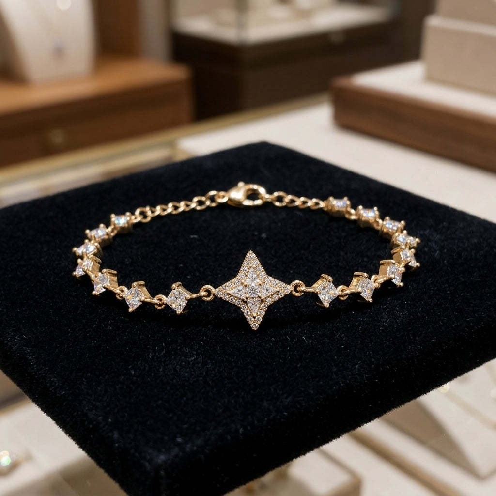 Pulsera estrella Grande bañada en oro de 14 Kilates