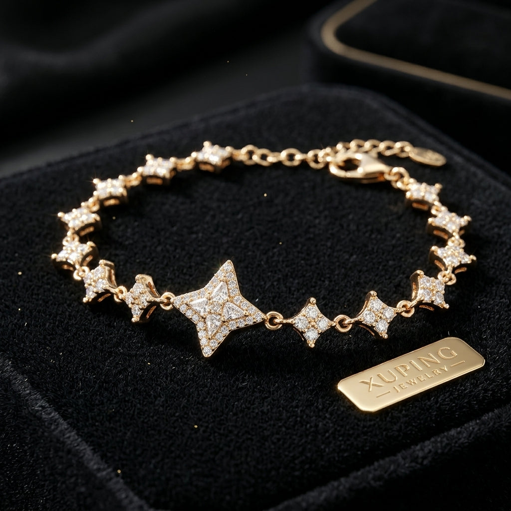 Pulsera estrella Grande bañada en oro de 14 Kilates