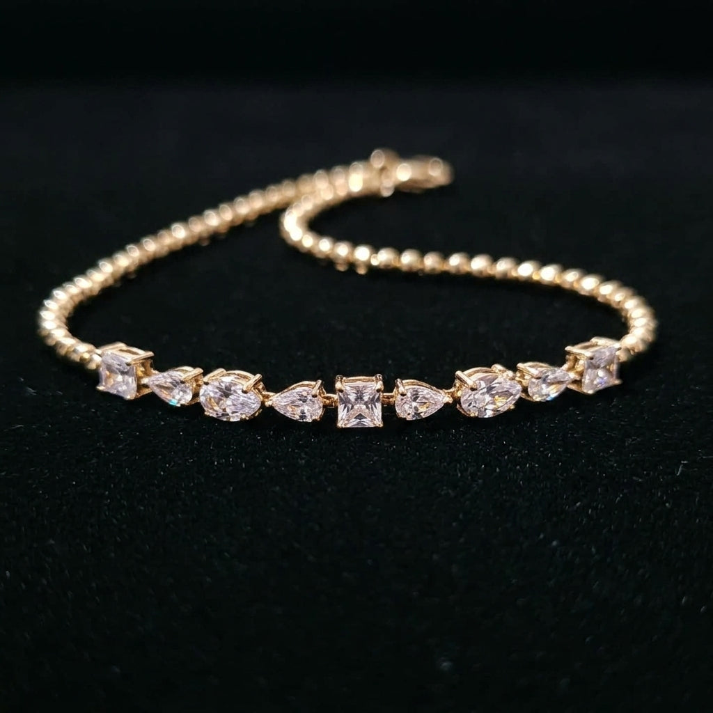 Pulsera Diamantes bañada en oro de 14 Kilates