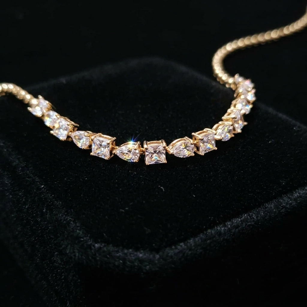 Pulsera Diamantes bañada en oro de 14 Kilates