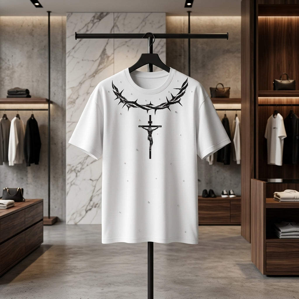 Playera Oversized Premium "Corona y Cruz" Unitalla