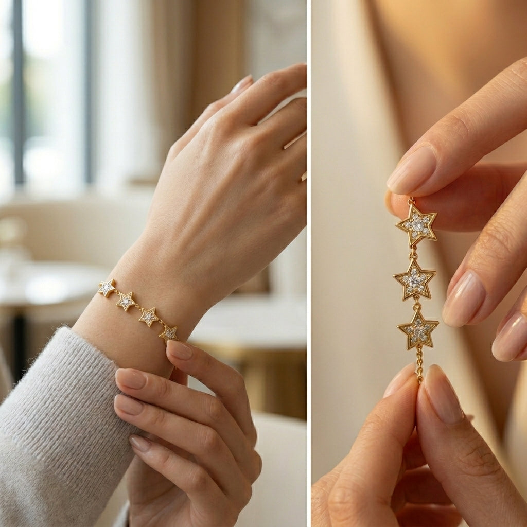 Pulsera Estrellas bañada en oro de 18 Kilates