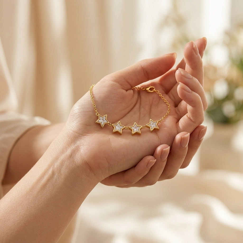 Pulsera Estrellas bañada en oro de 18 Kilates