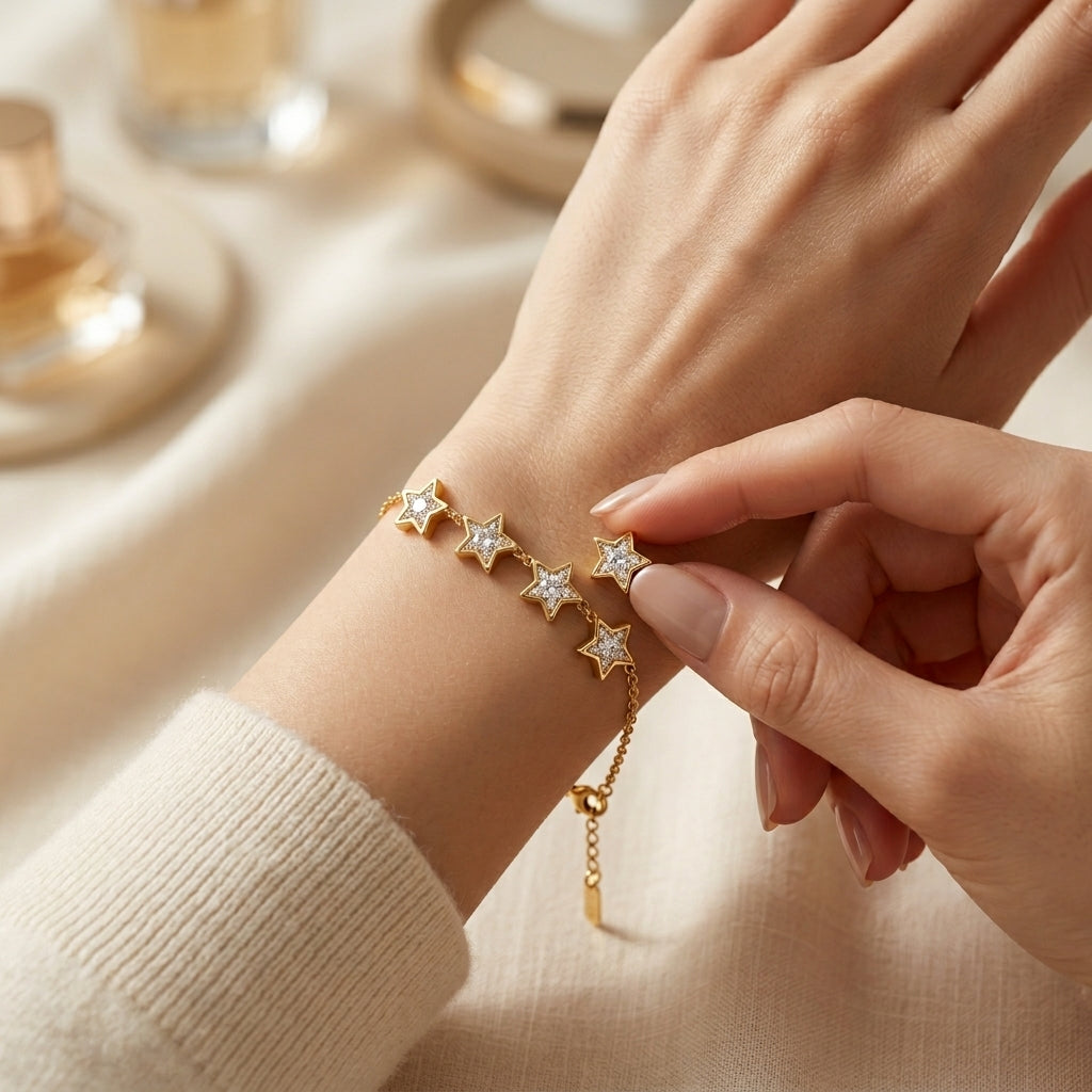Pulsera Estrellas bañada en oro de 18 Kilates