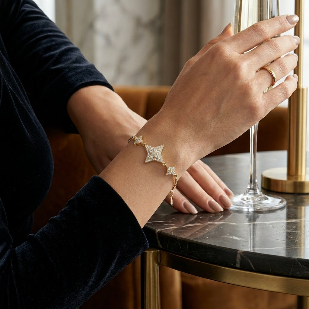 Pulsera estrella Grande bañada en oro de 14 Kilates