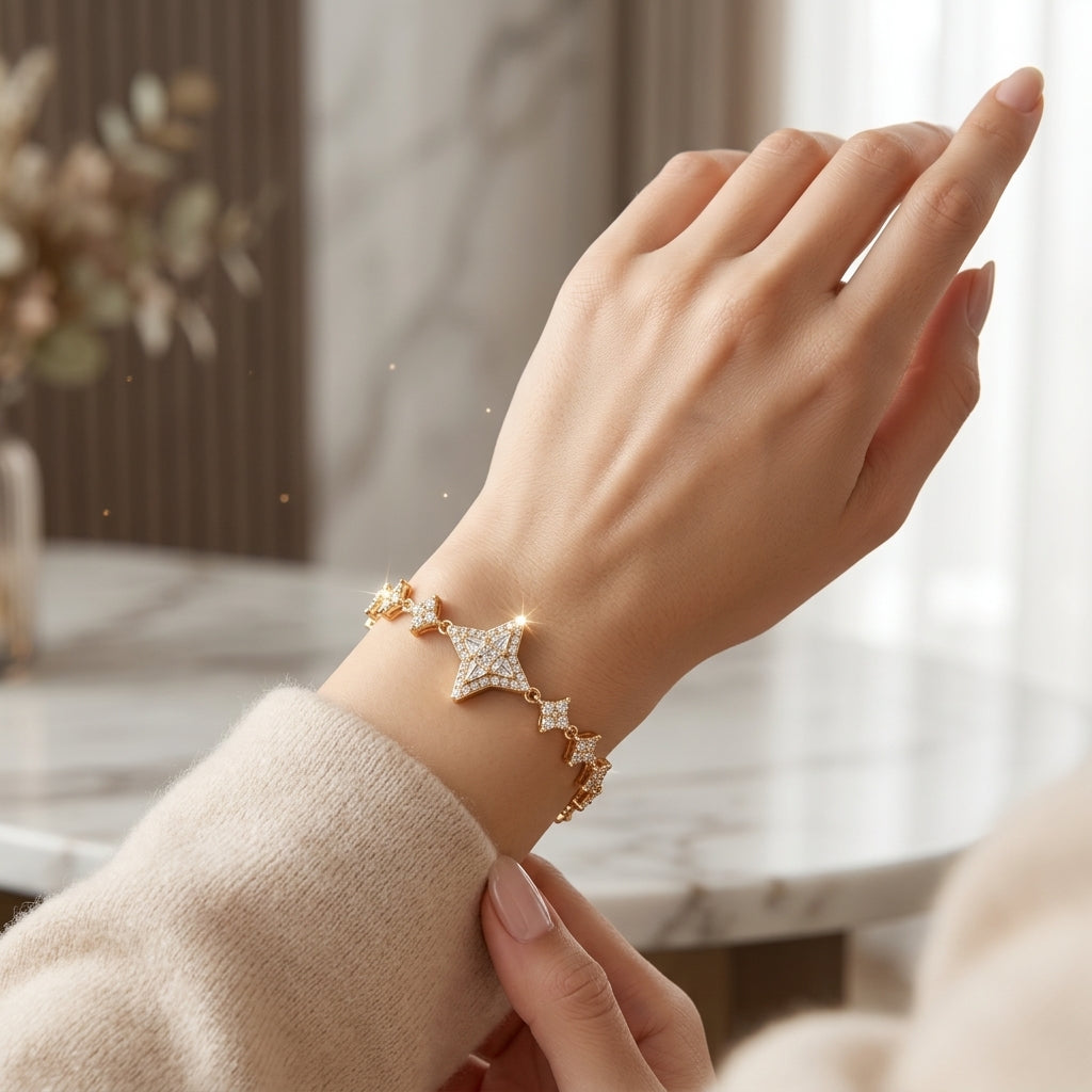 Pulsera estrella Grande bañada en oro de 14 Kilates