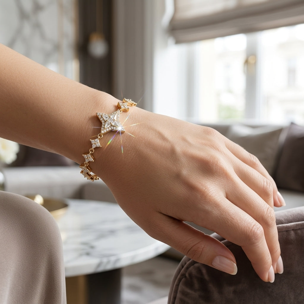 Pulsera estrella Grande bañada en oro de 14 Kilates